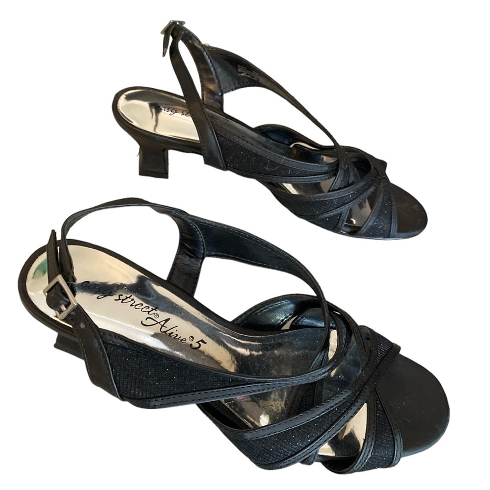 Black sparkly evening heels